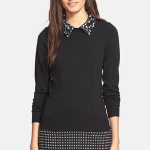MILLY Lace Collar Sweater Medium